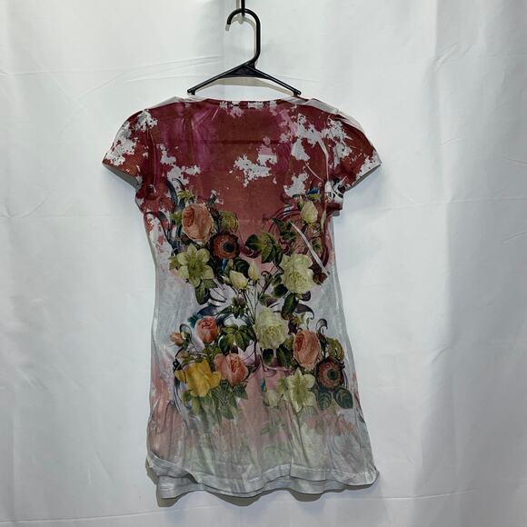 Casual Freedom Silk Blend Blouse Womens Size Small Rose Pattern Square Neck Top - Picture 11 of 13